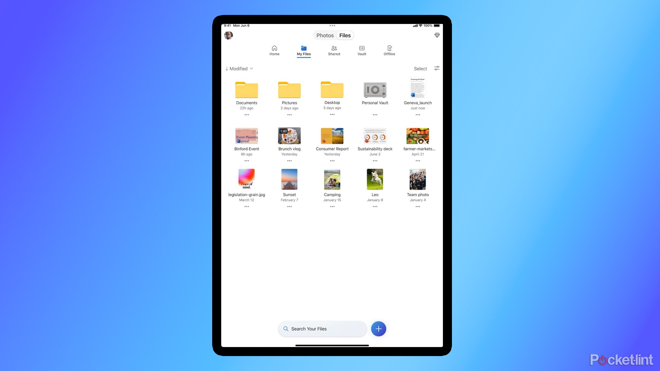 OneDrive on iPad.