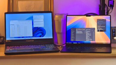 A macOS laptop running windows apps