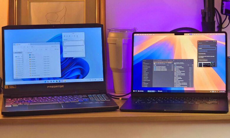 A macOS laptop running windows apps