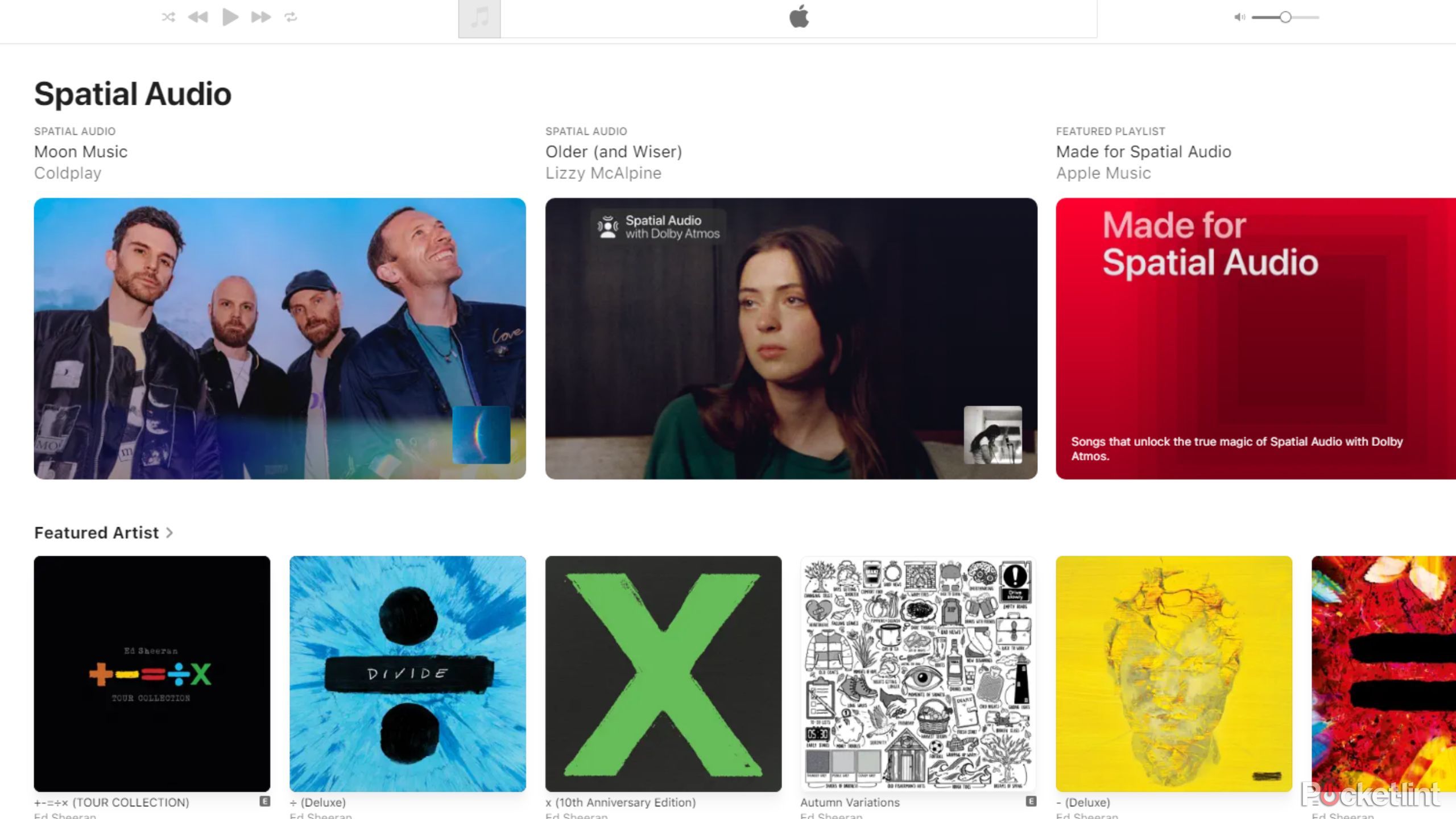 گزینه های صوتی فضایی Apple Music. 