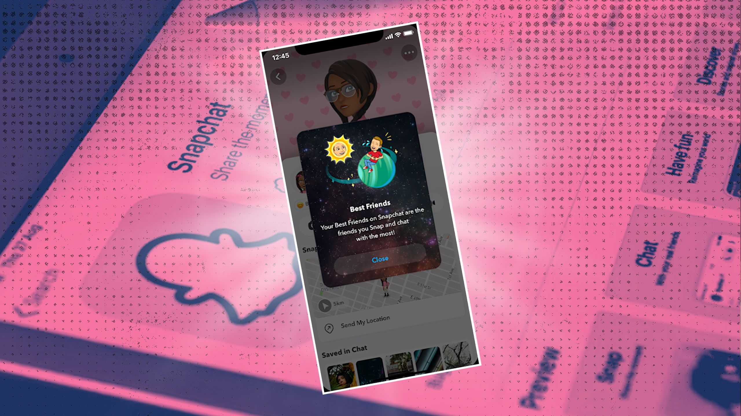 ویژگی سیستم خورشیدی دوست Snapchat. 