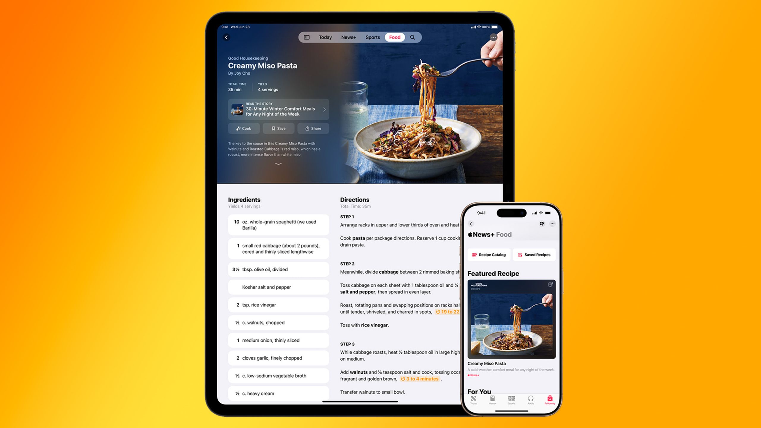 Apple News+ Food on iPad و iPhone