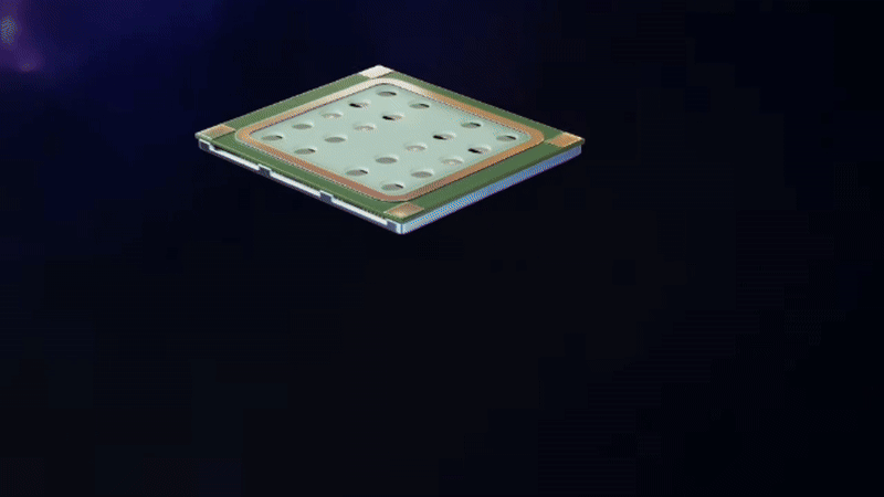نمونه ای از چگونگی گردش فن XMEMS در تراشه هوای خنک.