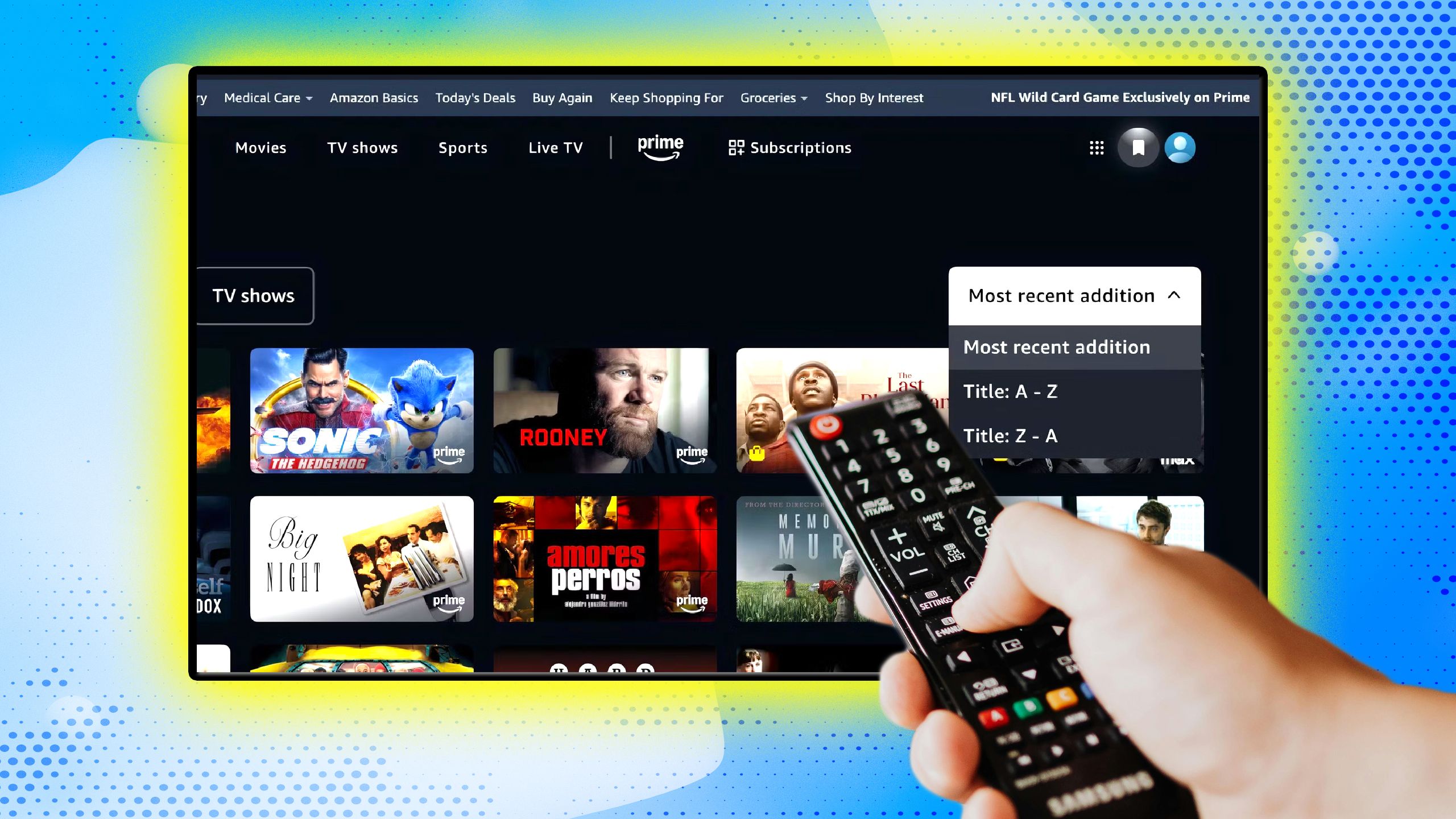شخصی در فیلم Prime با ریموت خود.