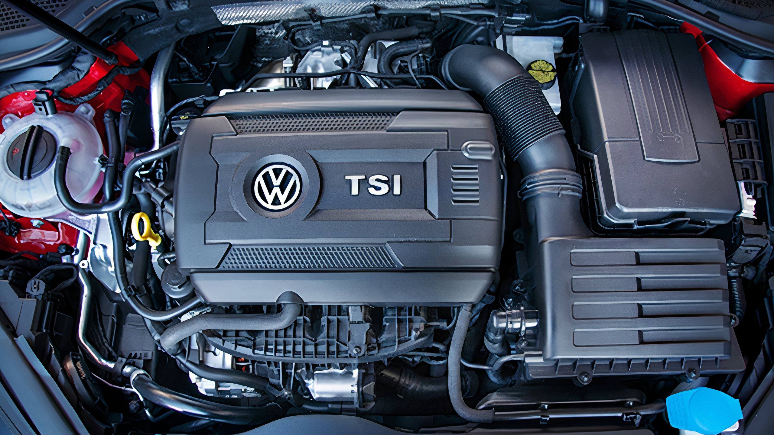 یک موتور 1.8 لیتری Volkswagen TSI در خلیج موتور خود. 