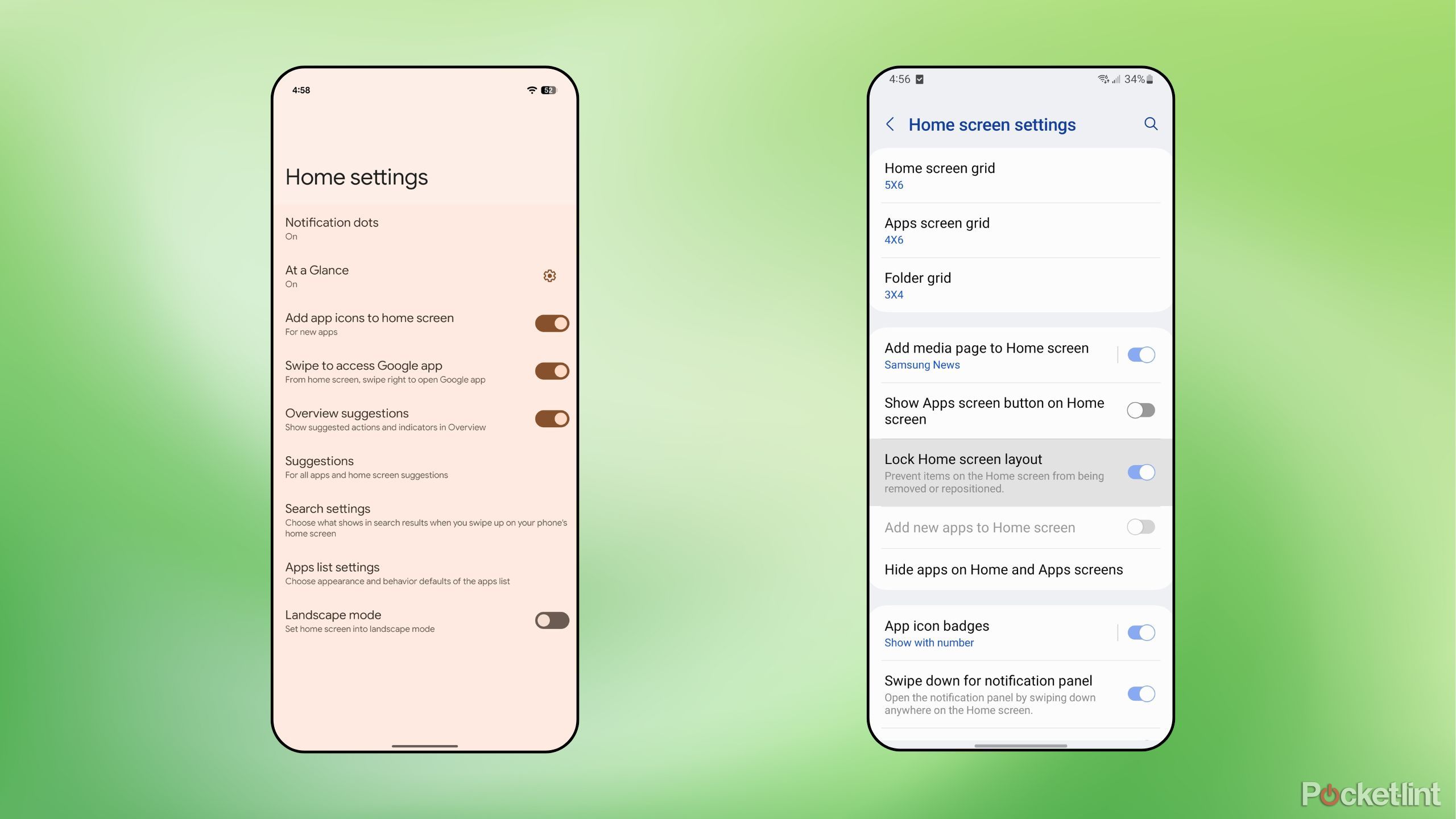 چیدمان صفحه اصلی قفل اندرویدی