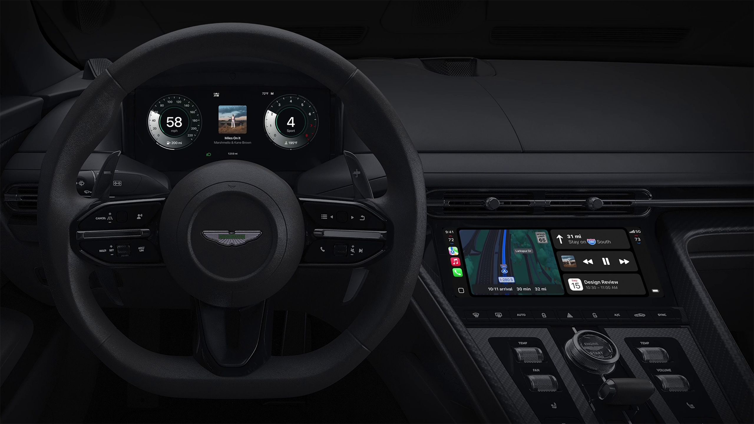 Apple CarPlay Ultra در استون مارتین.