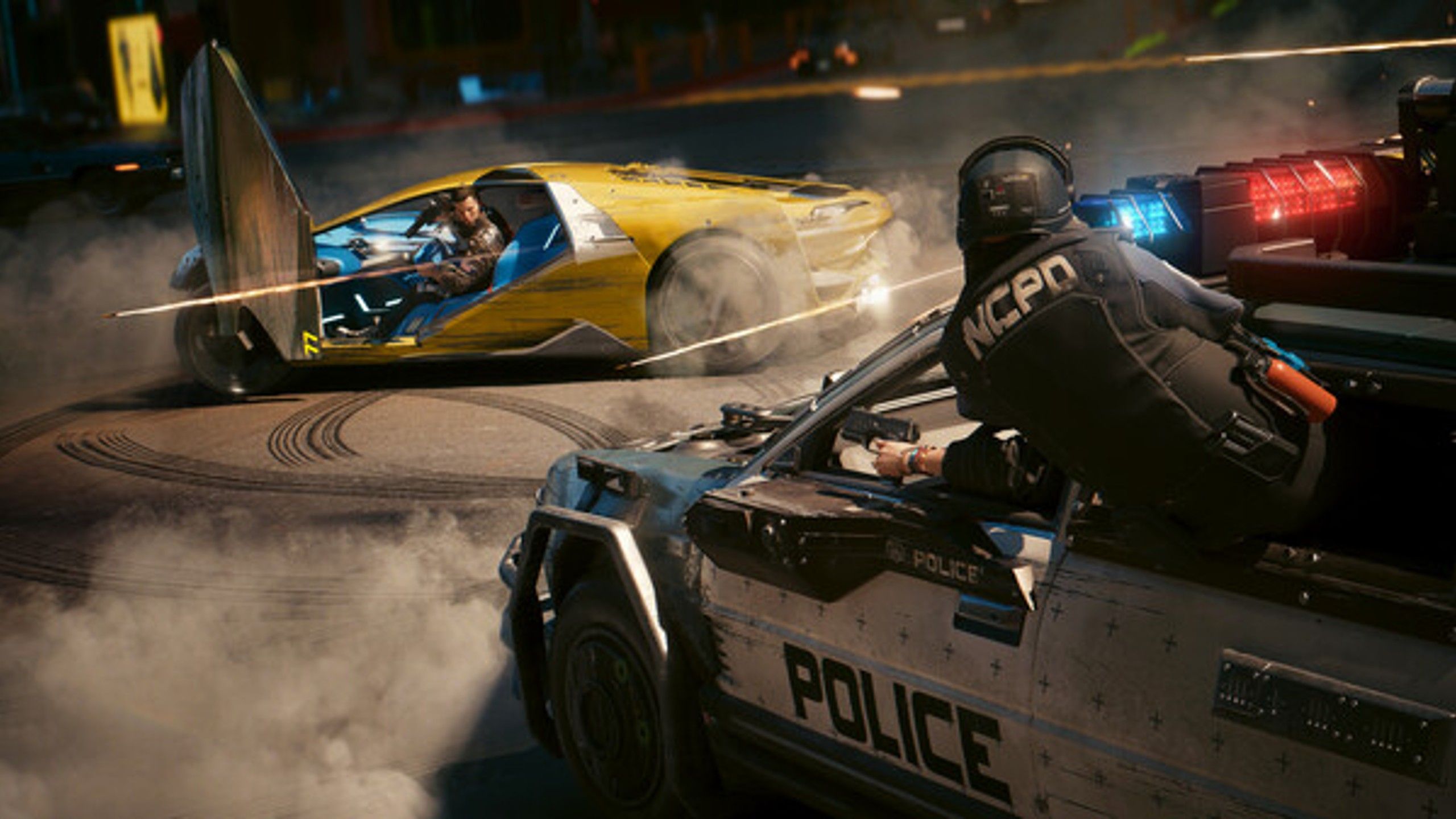 تیراندازی با پلیس در Cyberpunk 2077.