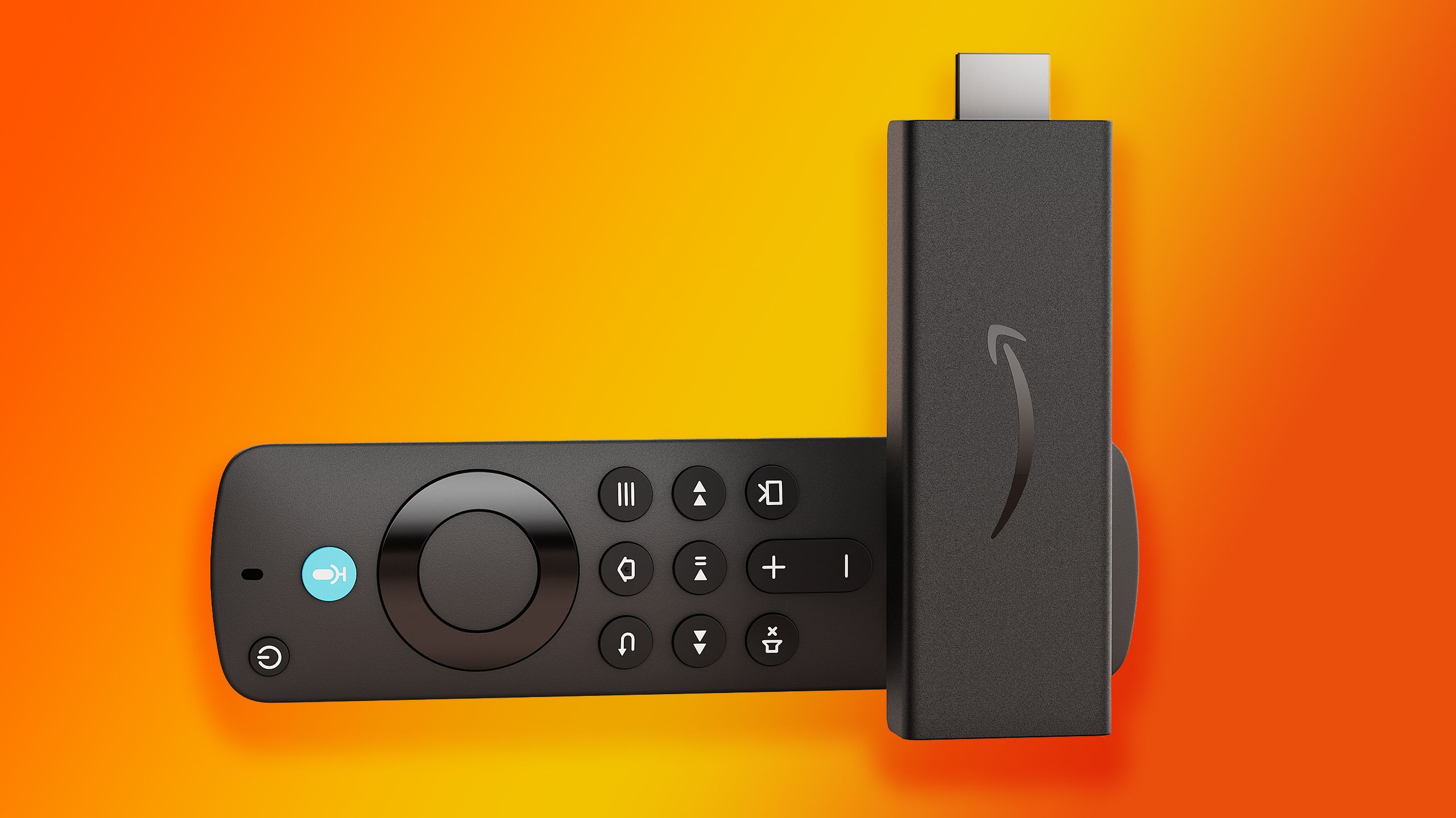 Amazon Fire Stick HD در پس زمینه نارنجی.
