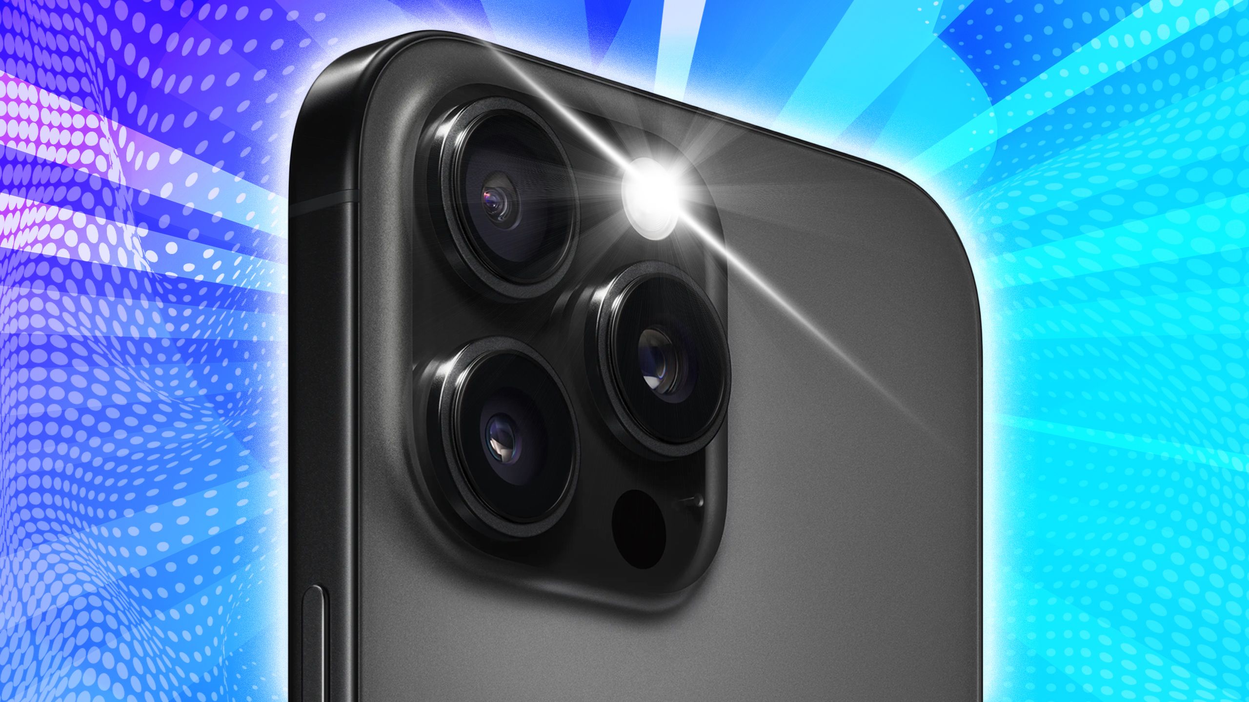 یک آیفون 16 Pro با خاموش شدن فلاش.