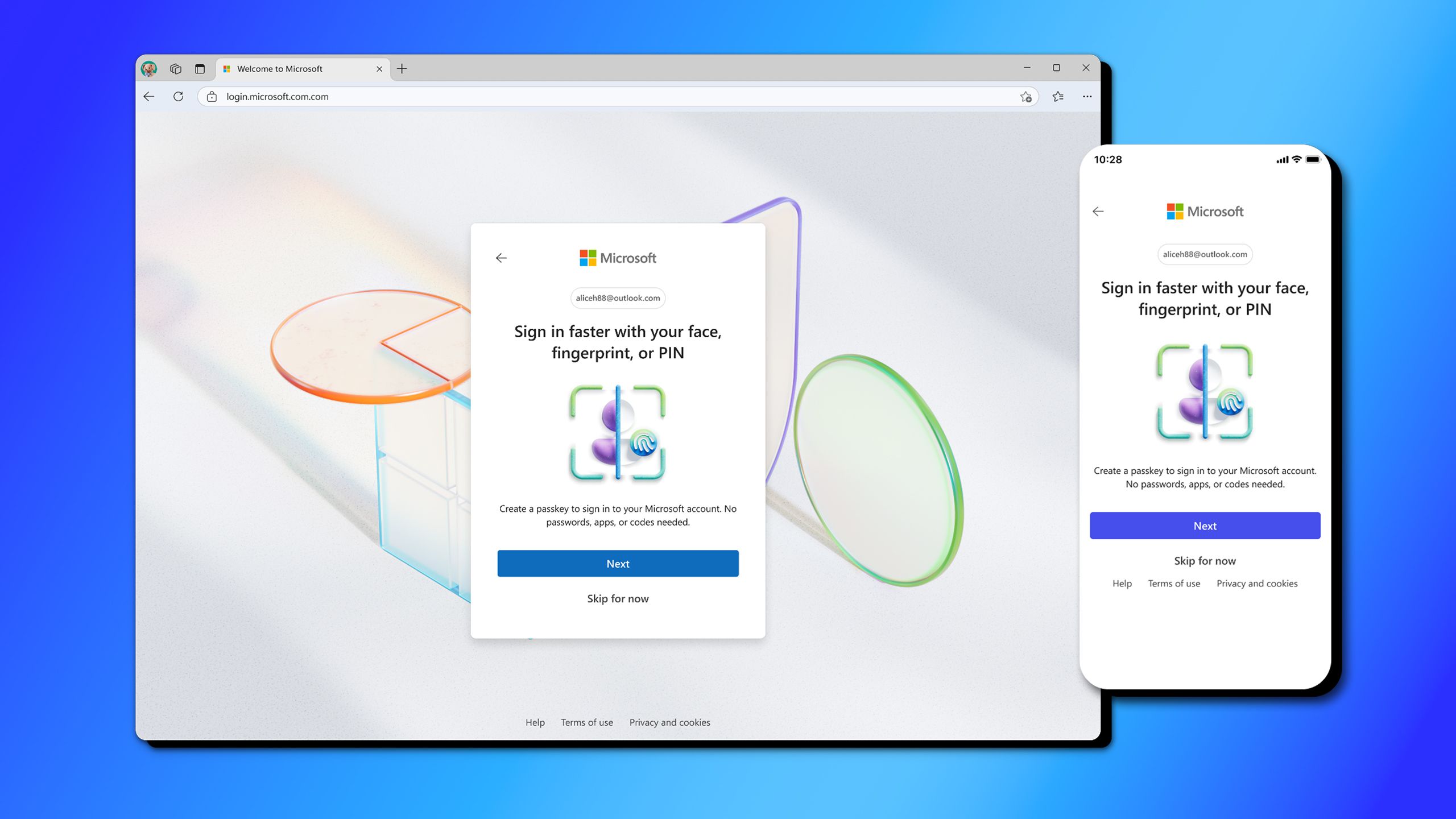 Microsoft Passkey تنظیم شد.