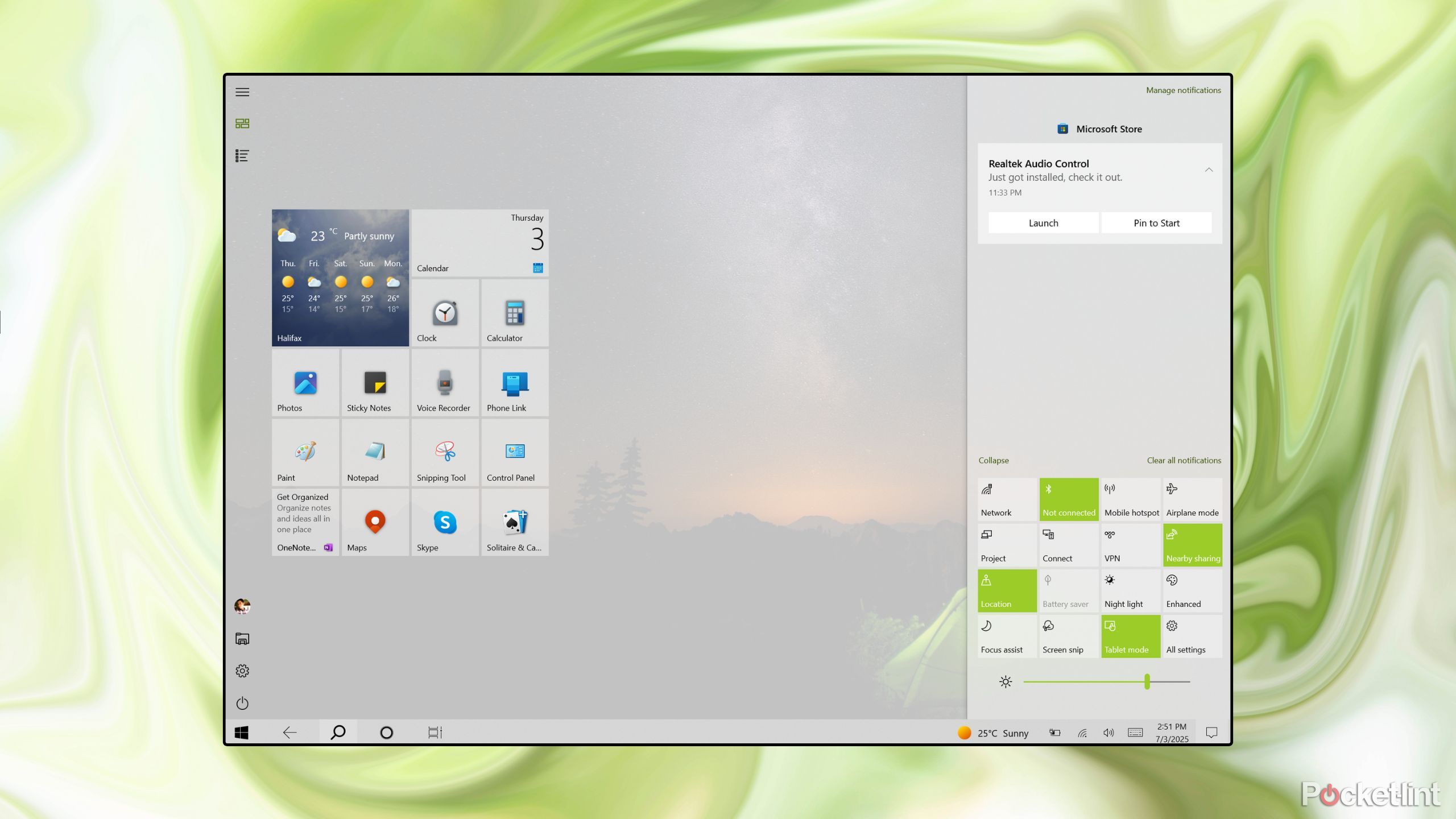 تصویر صفحه تبلت ویندوز 10