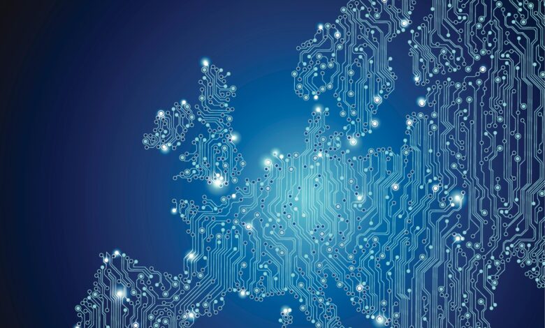 Europe Map Technology Background