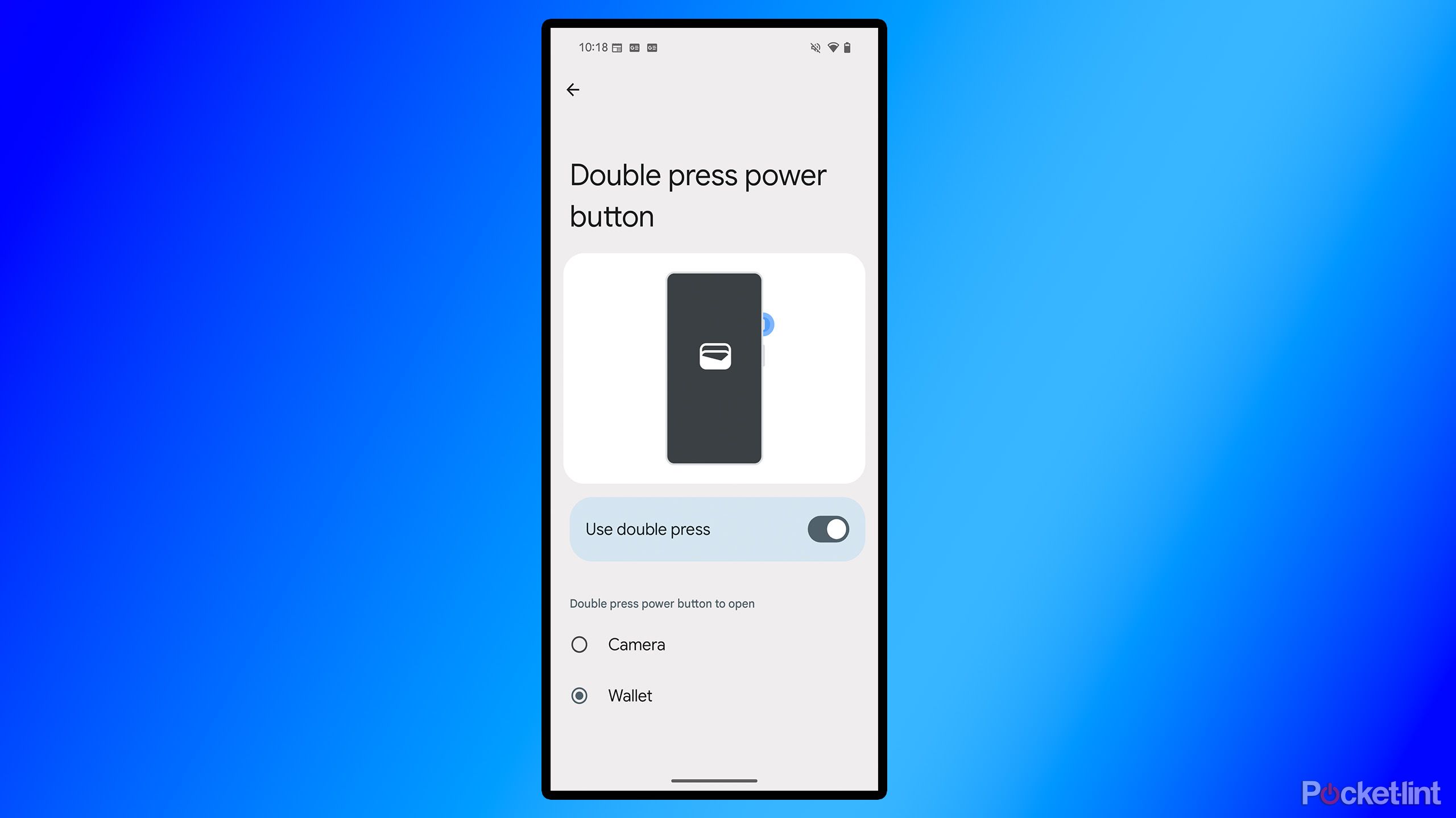 Android 16 تنظیم دکمه Power Double را فشار دهید.