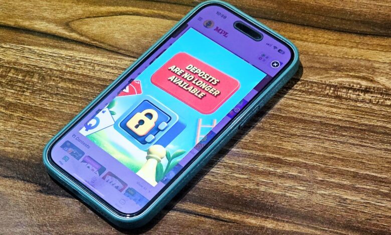 MPL app showing its discontinuation in India due to the real-money gaming ban