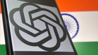 OpenAI logo over flag of India