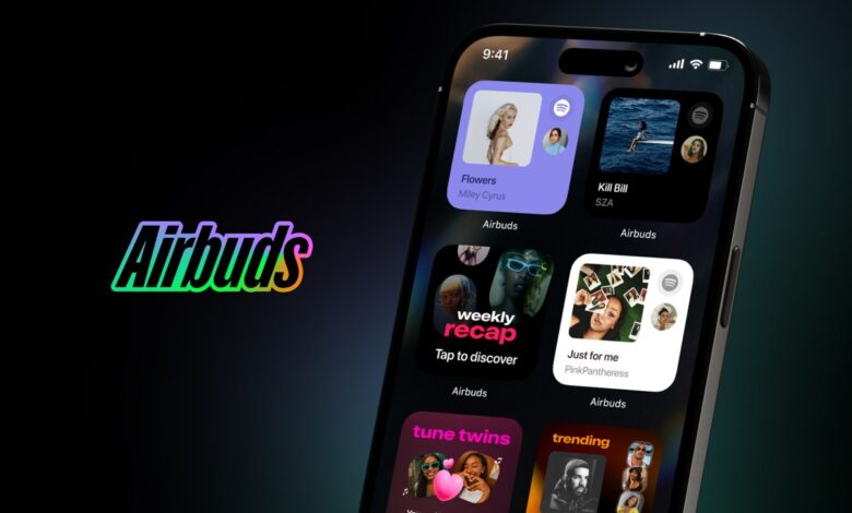 screenshots of Airbuds mobile app