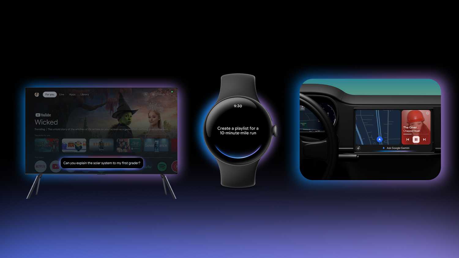 جمینی در Google TV ، Wear Os و Android Auto.