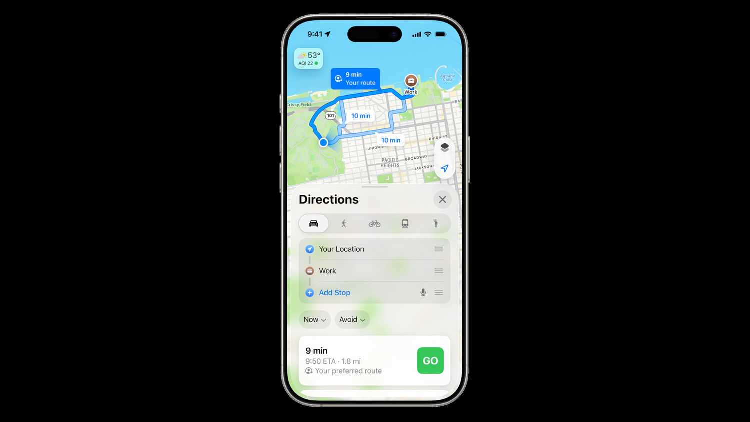 پیشنهاد مسیر ترجیحی در نقشه های اپل برای iOS 26.