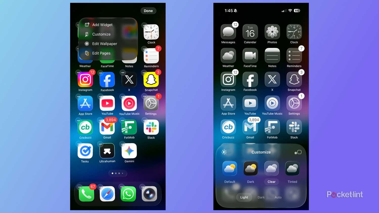 نمادهای شیشه ای را در iOS 26 پاک کنید