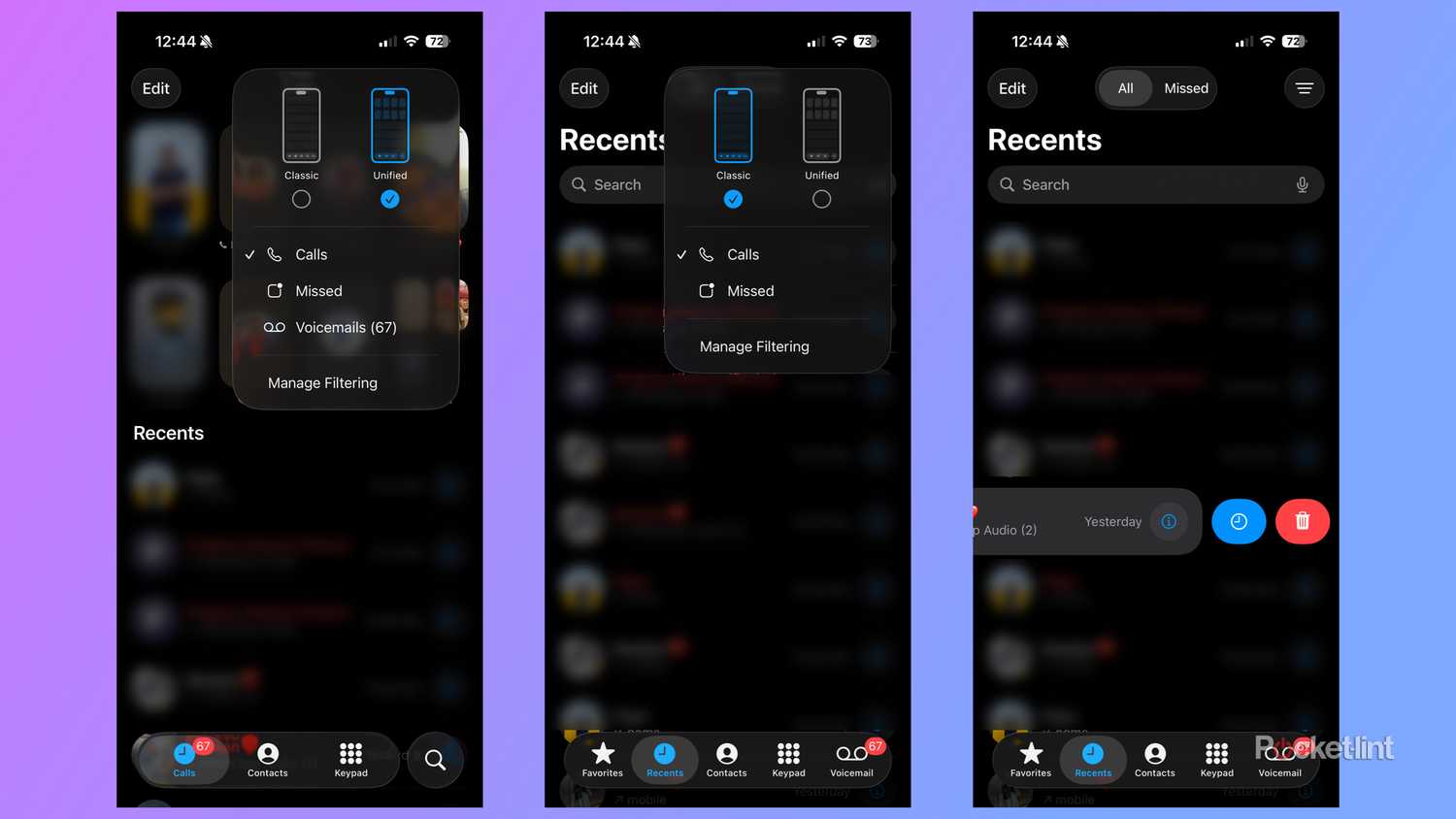 برنامه تلفن در iOS 26
