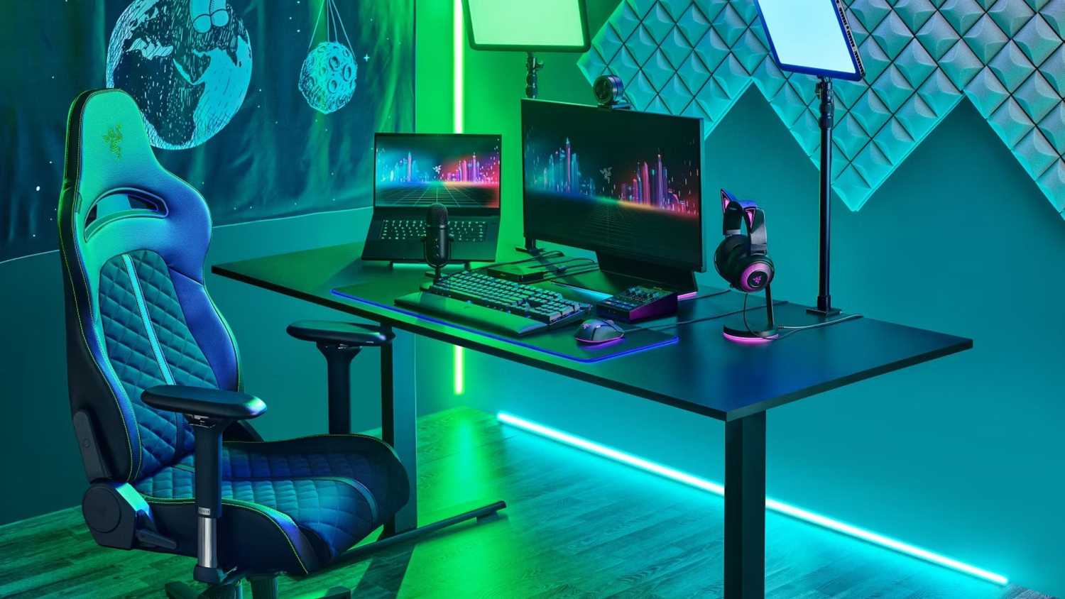 یک راه اندازی بازی لپ تاپ مبتنی بر Razer.