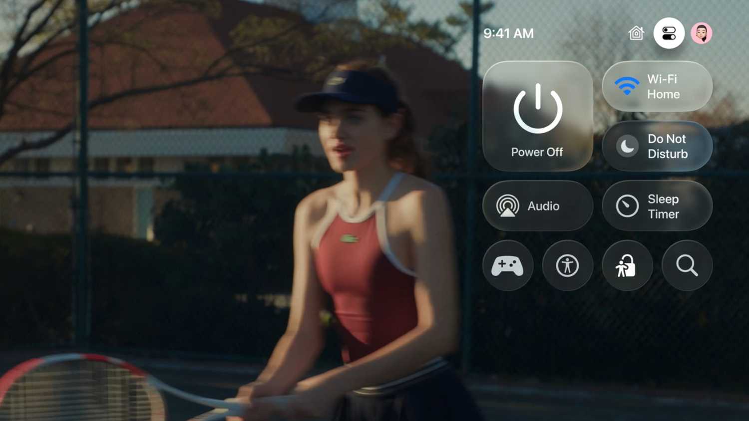 مرکز کنترل TVOS 26 در تلویزیون اپل.