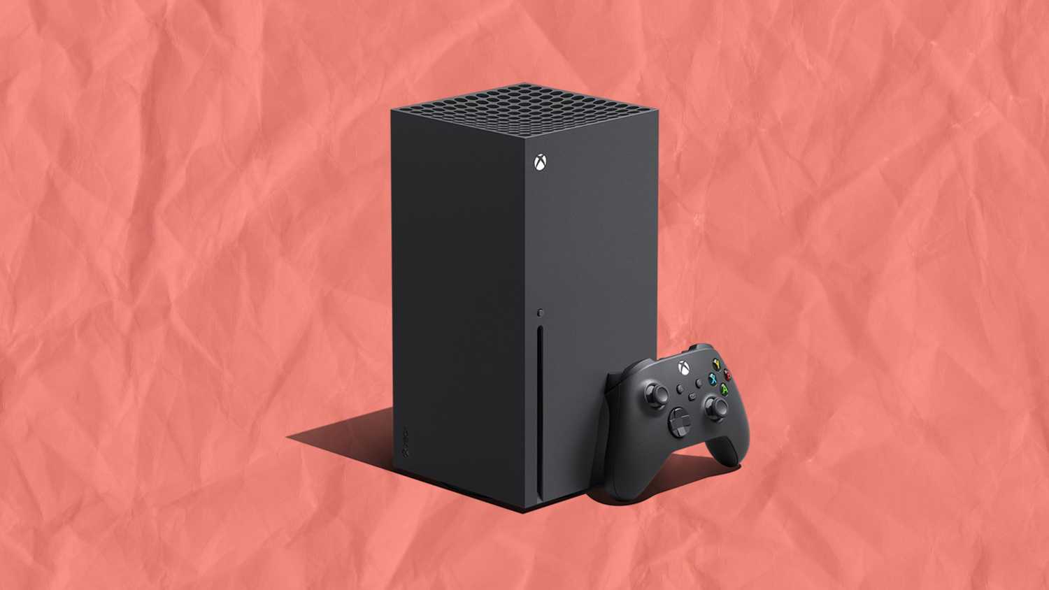 Xbox Series X در پس زمینه کاغذ. 