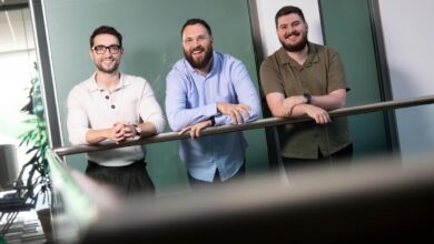 From left to right: Patrick Guiney, Cormac Chisholm, and Darren Britton of DevAlly - Photo: Conor McCabe.