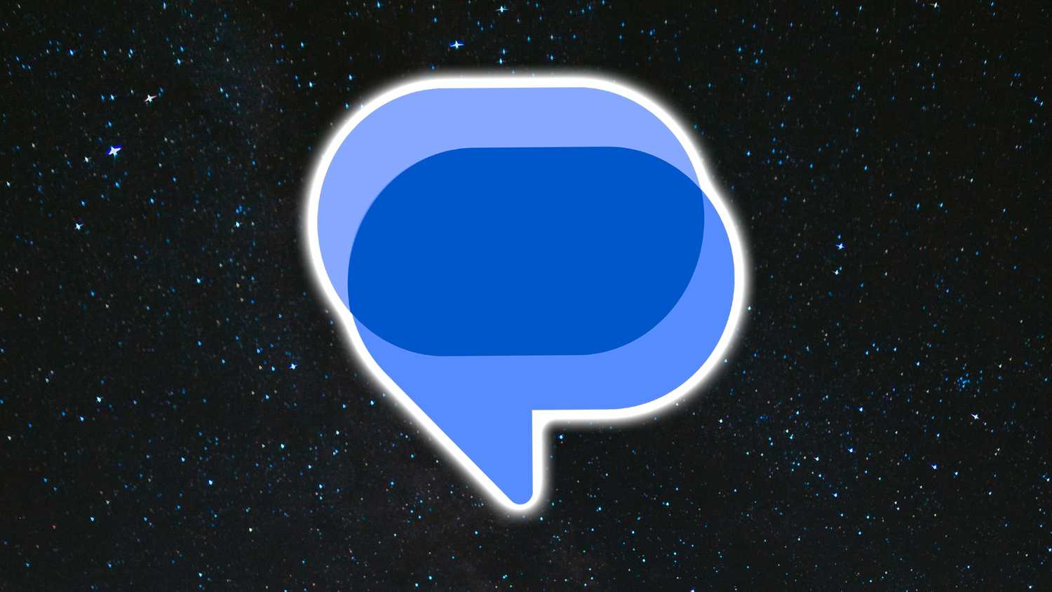 لوگوی Google Messages در فضا می درخشد.