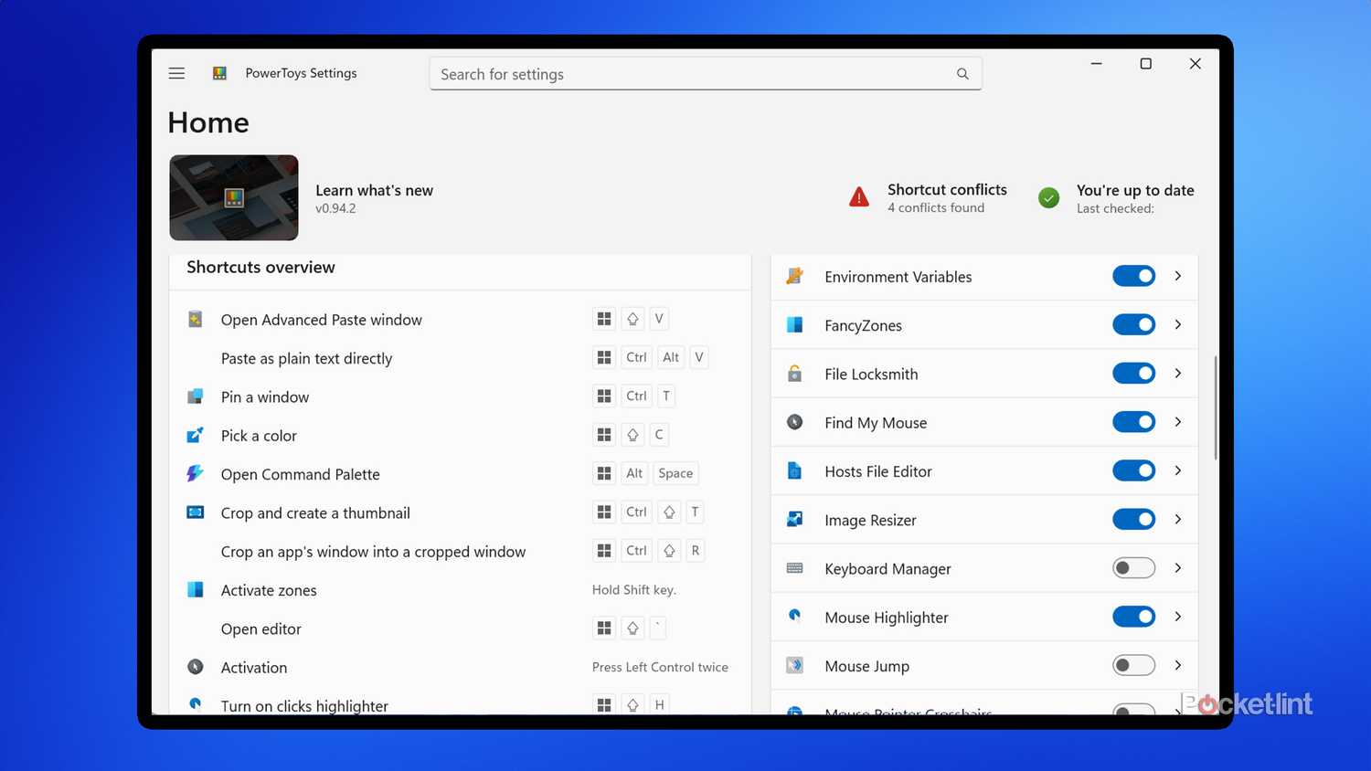 برنامه Microsoft PowerToys.