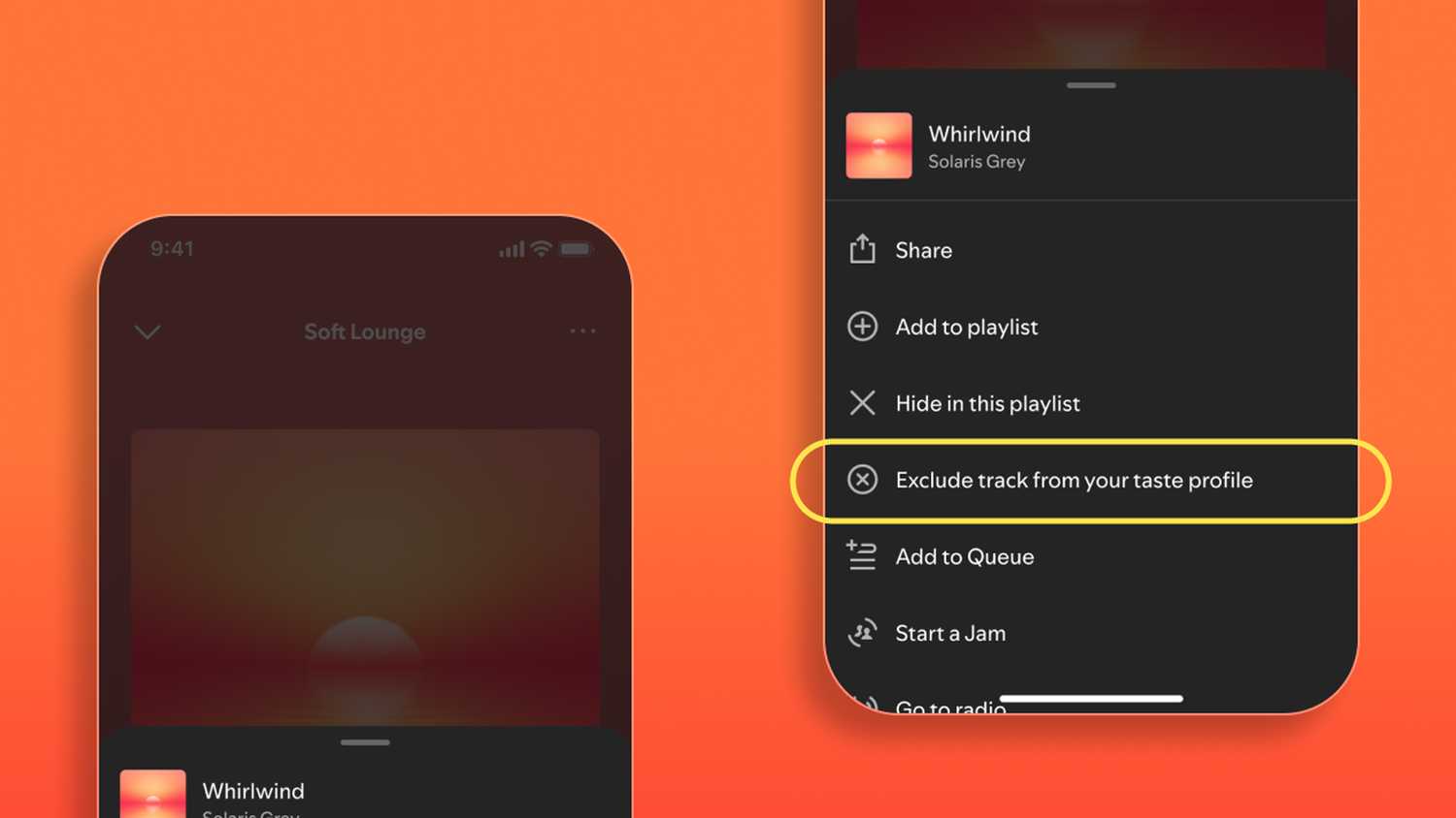 به استثنای یک آهنگ از مشخصات طعم خود در برنامه Spotify.