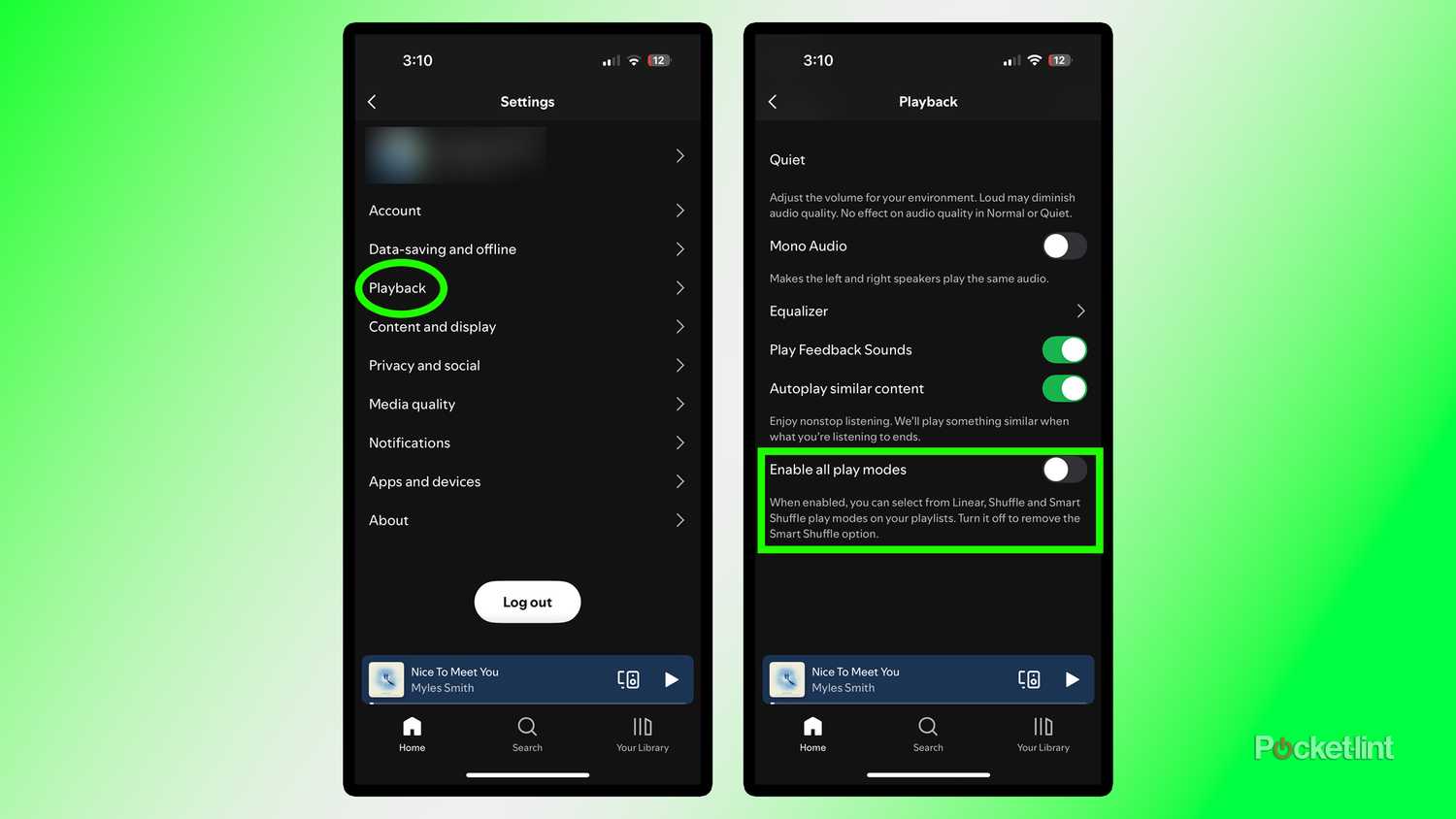 غیرفعال کردن Smart Shuffle در برنامه IOS Spotify.
