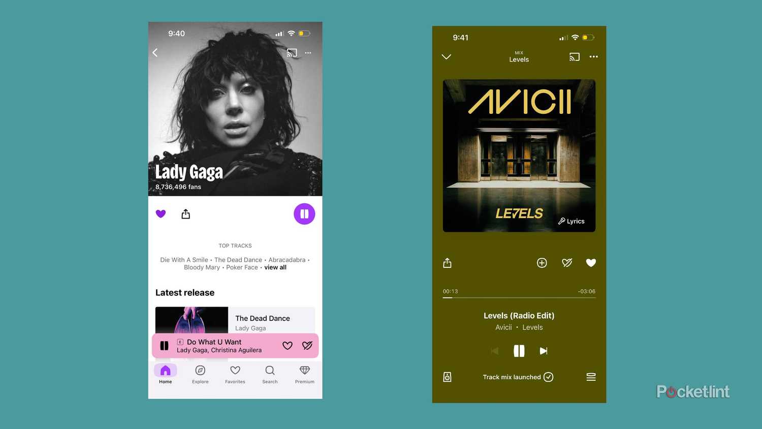 اسکرین شات های اپلیکیشن موبایل Deezer. 