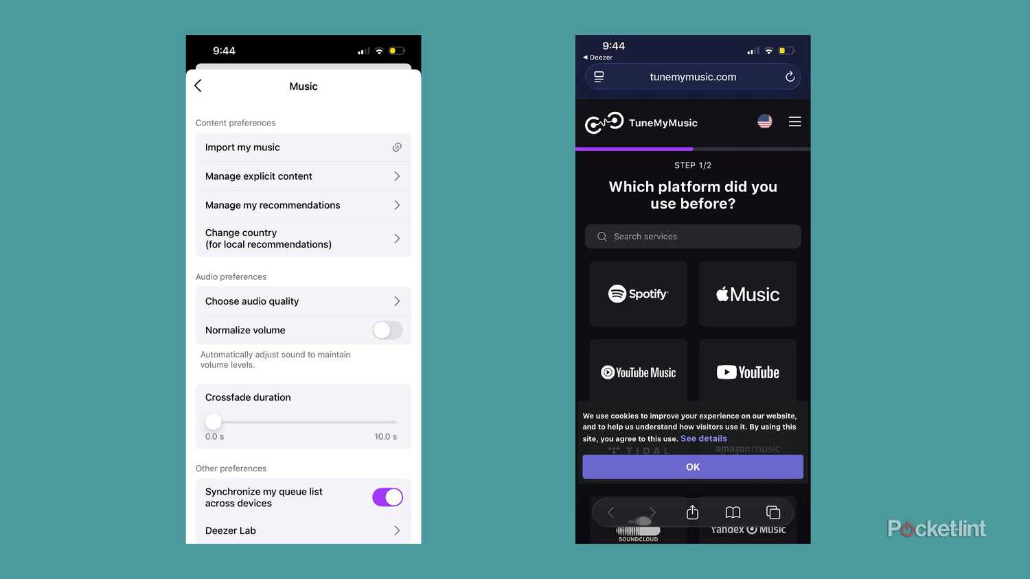 Deezer موسیقی دیگر شما را وارد می کند.