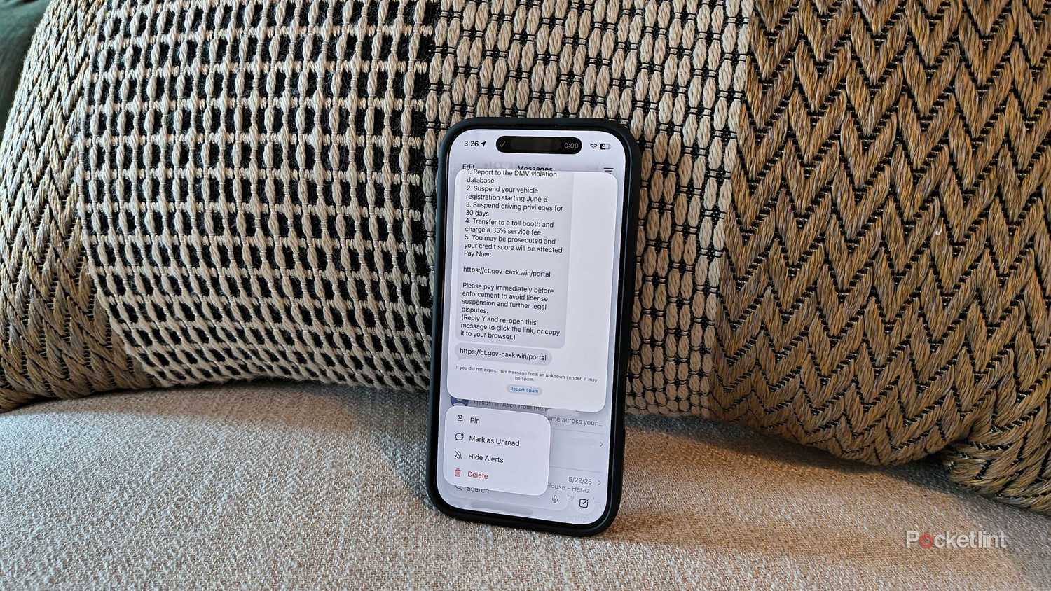 باز کردن پیش نمایش یک متن فیشینگ. 