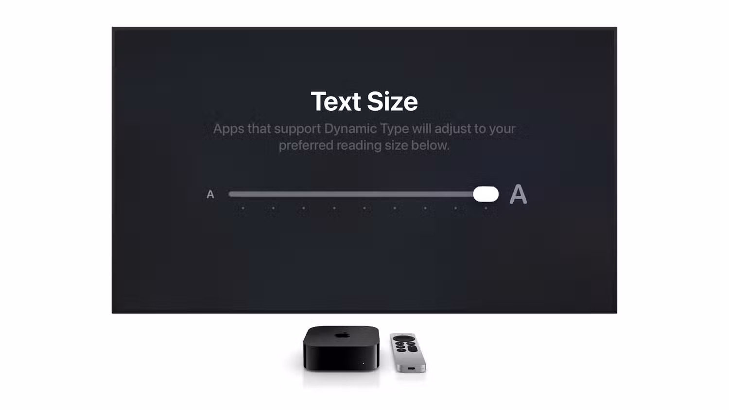 ویژگی متن بزرگتر در Apple TV.
