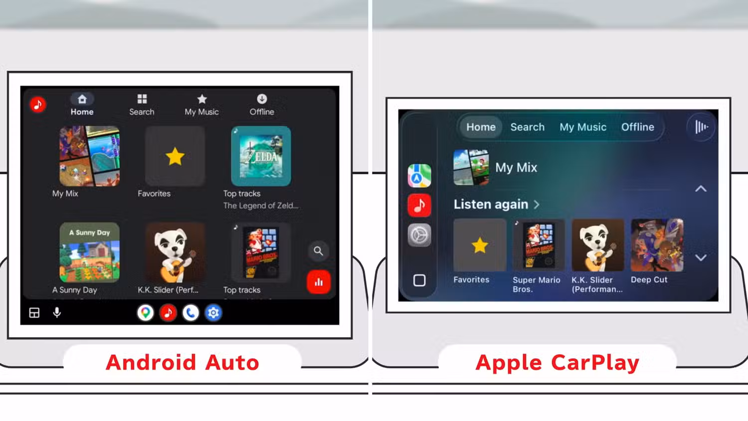 پشتیبانی از Nintendo Music Android Auto و CarPlay.