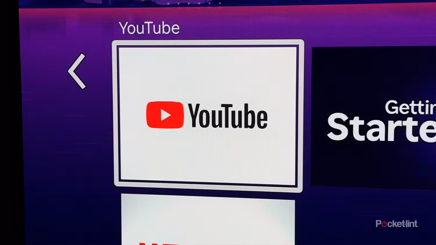 برنامه YouTube در تلویزیون Roku.