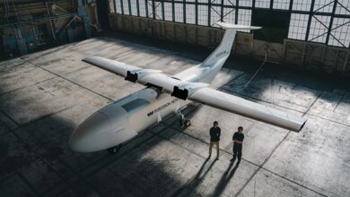 Poseidon Aero's Egret parked in a hangar