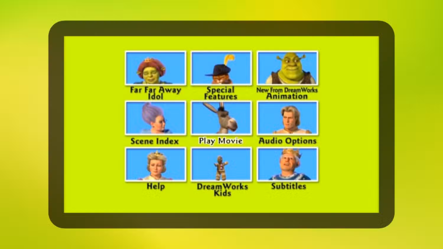 صفحه منوی DVD Shrek 2