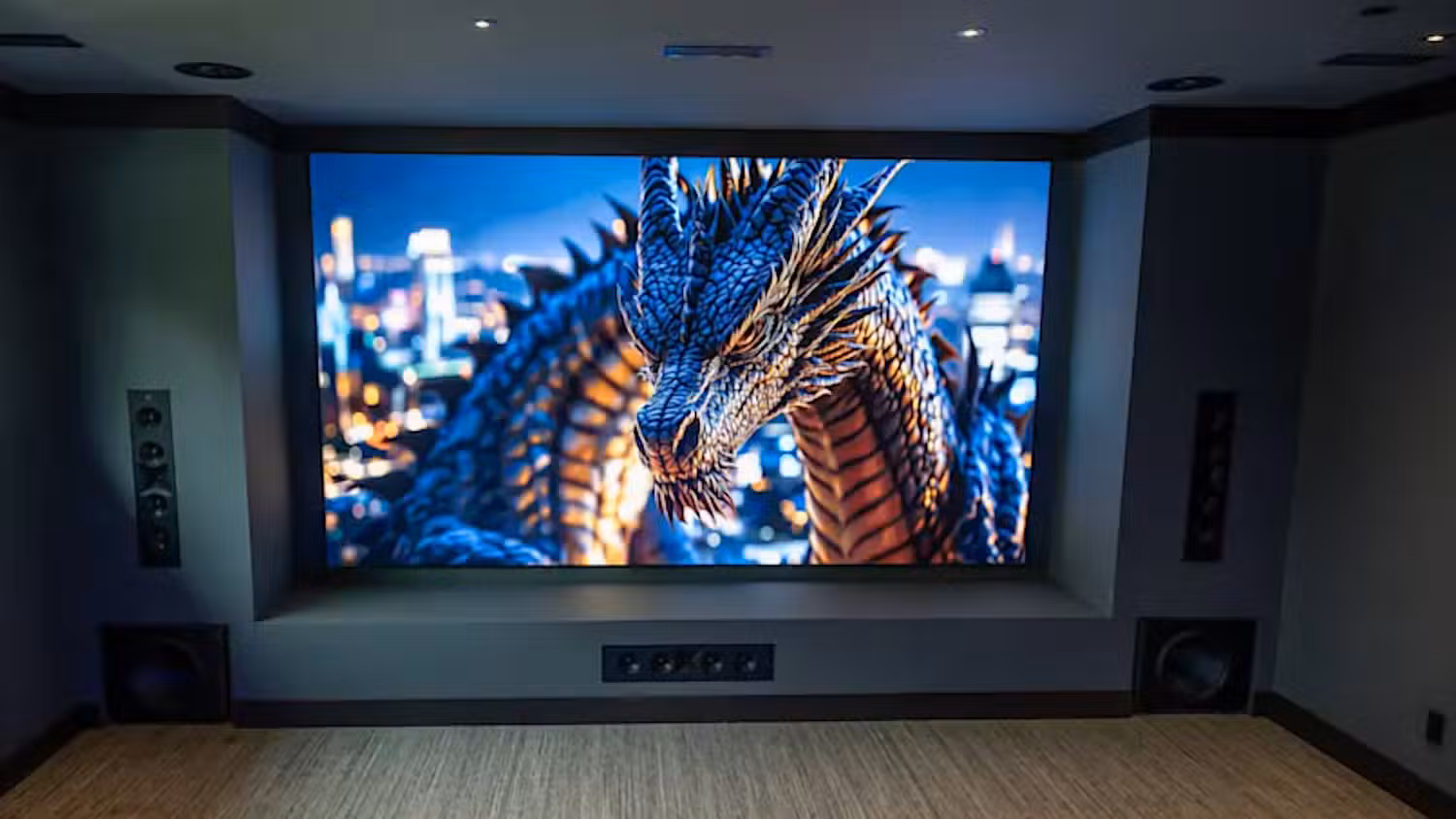 تلویزیون 162 اینچی AWALL MicroLED در سینمای خانگی.